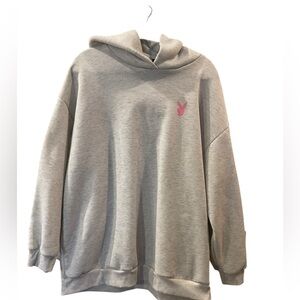 Playboy X Misguided Women’s  Oversized Gray Hoodie Sweatshirt Size Medium